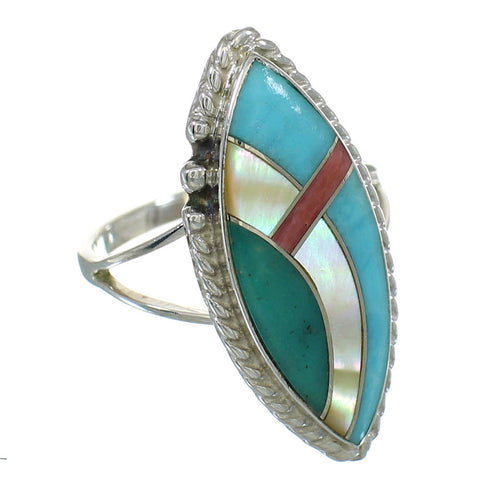 Southwest Multicolor Silver Ring Size 5 YX84013